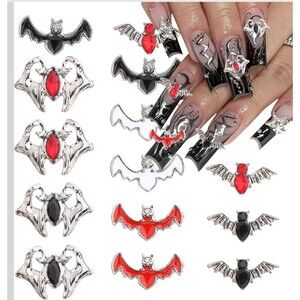 Halloween Nail Art Charms Gothic Bat Nail Charms for Acrylic Nails Halloween